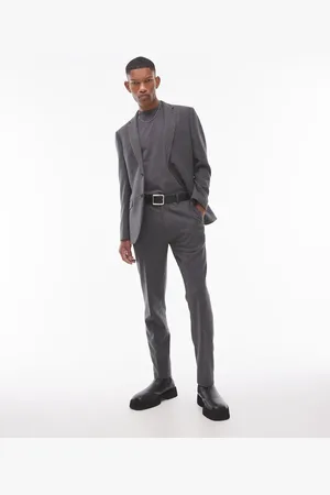 Topman Premium wool mix slim suit pants in charcoal