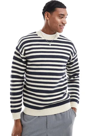SCALPERS Bauck Striped Tricot Sweater In Cream
