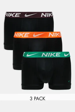 Nike Essential Microfibre 3 pack briefs with colored waistbands in orange/burgundy/green