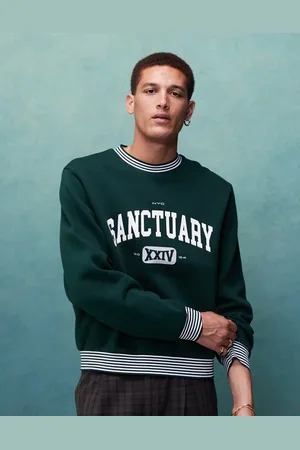 ASOS Boxy oversized collegiate sweatshirt with chest print in