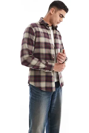 SCALPERS Ferdinad Winter Shirt In Taupe Plaid