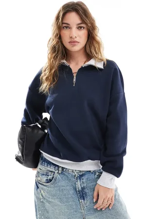 ASOS Quarter zip pull over contrast detail sweat in