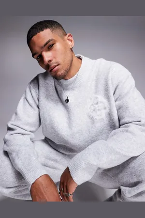 The Couture Club Fluffy knit emblem sweater in heather - part of a set