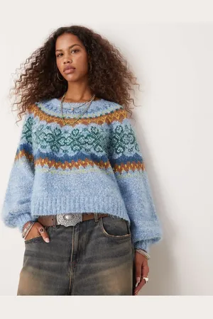 Free People Fluffy fair isle oversized sweater in