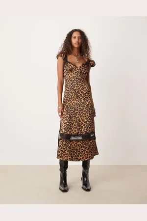 Free People Leopard print lace edge midi dress in