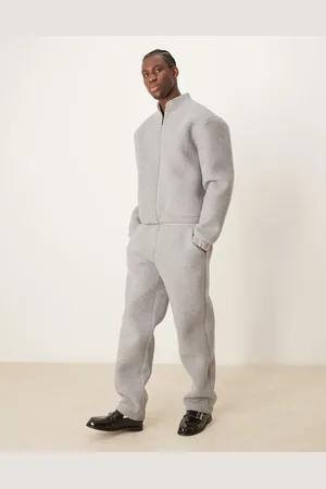 ASOS Premium boxy oversized Scuba felt zip up track jacket in heather