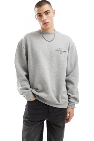 ASOS Oversized sweatshirt with embroidered chest print in heather