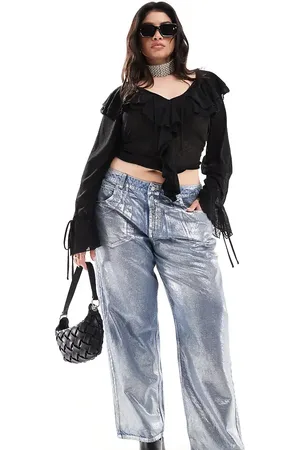 ASOS ASOS DESIGN Curve baggy jean in metallic silver