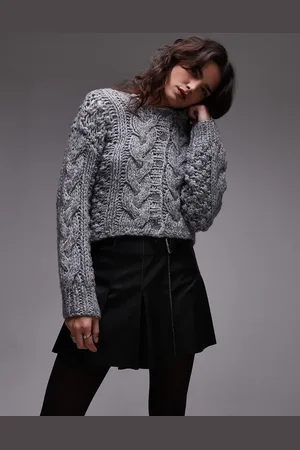 Topshop Hand knit chunky cable knit cardigan in