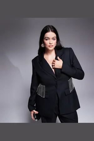 ASOS Curve tailored suit blazer with diamante fringing in - part of a set