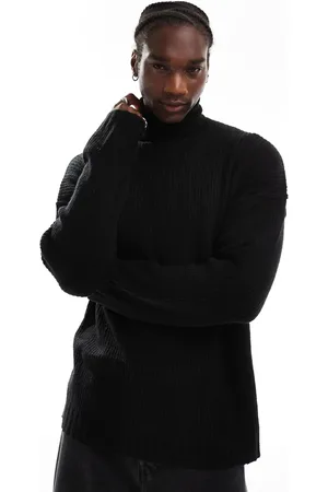 COLLUSION Oversized heavy weight turtle neck sweater in black