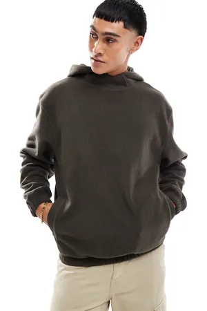 ASOS Oversized fleece hoodie with funnel neck in dark