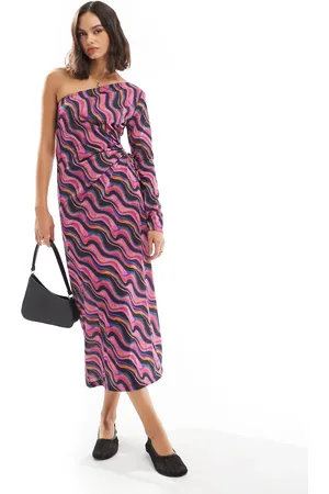 SCALPERS Off Shoulder Lurex Dress In Multicolor