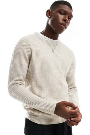 JJ Ribbed crew neck sweater in beige