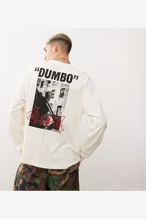 COLLUSION Long sleeve T-shirt with front and back print in ecru