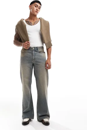 ASOS Wide flare jeans with tint in mid wash