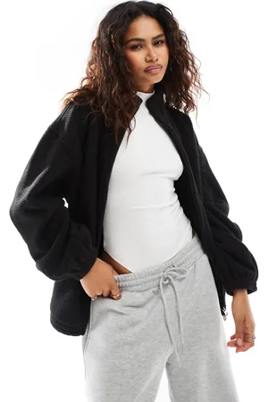 Weekday Lea oversized zip up teddy sweatshirt in