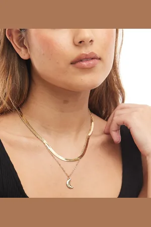 Pieces 2 chain necklace with moon charm in
