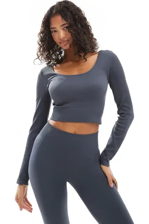 ONLY Seamless 2 way crop top in washed - part of a set
