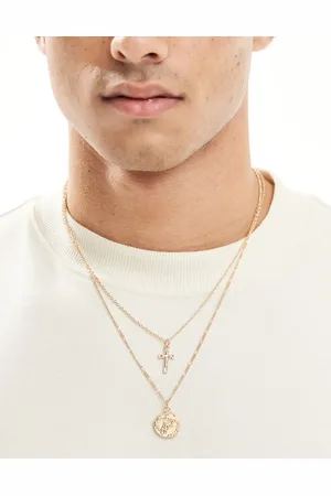 ASOS 2 pack necklace with cross and coin pendant in tone