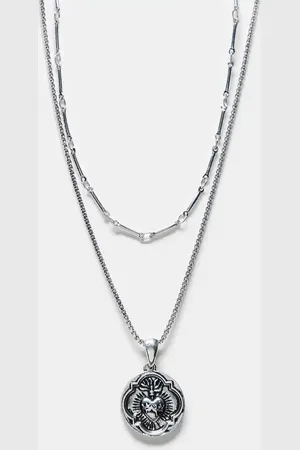 Reclaimed Unisex 2 row necklace with pendant in