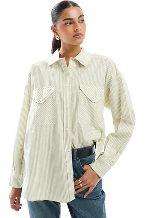 SCALPERS Striped Pocket Shirt In Lime