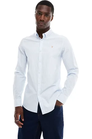 Farah Brewer slim fit long sleeve striped shirt in