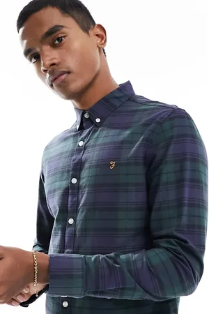 Farah Brewer slim fit plaid shirt in