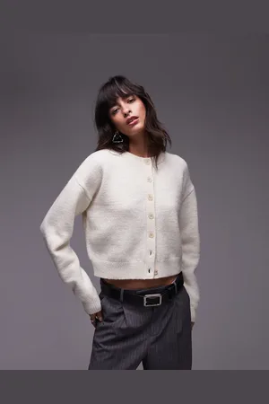 Topshop Knit ultimate micro cardi in ivory