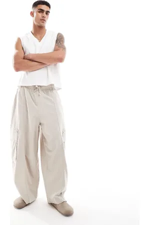 ASOS Oversized linen texture cargo pants in