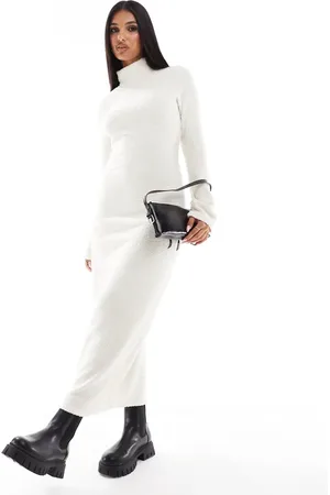 ASOS Supersoft boucle turtleneck maxi dress in cream