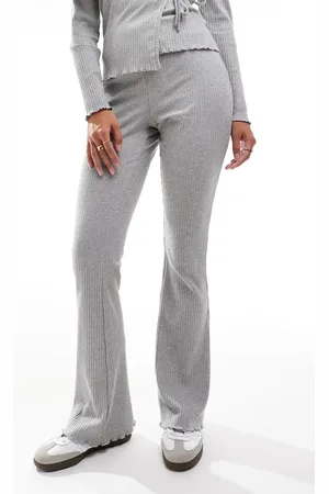Pieces Wellness mix & match lettuce edge flared jersey pants in light
