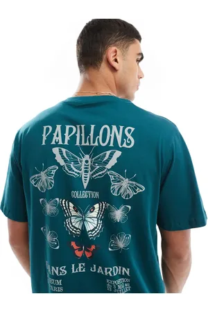 JACK & JONES Oversized t-shirt with papillons back print in dark