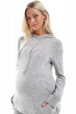 Mama;licious Mamalicious Maternity hooded jersey top in light melange - part of a set