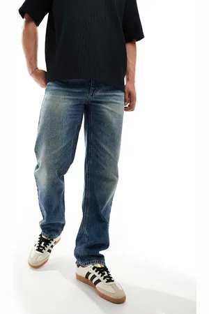 ASOS Straight leg jeans with heavy wash in mid wash