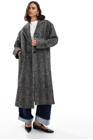 Miss Selfridge Oversized chevron maxi coat in mono