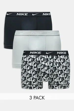 Nike Everyday Cotton Stretch 3 pack trunk in gray/black/monochrome print