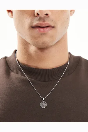 ASOS Waterproof stainless steel necklace with compass pendant in tone