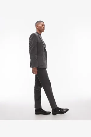 Topman Skinny cord suit pants in charcoal