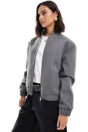 Miss Selfridge Brushed oversized bomber jacket in