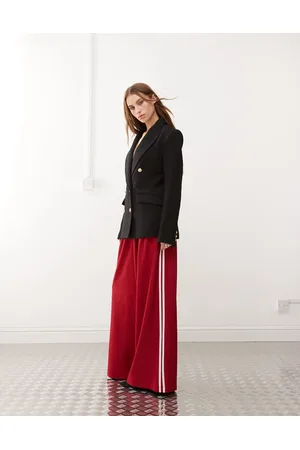 Lioness Pleat detail side stripe wide leg tailored pants in - part of a set