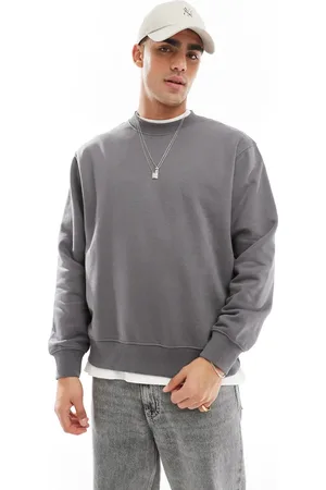 JACK & JONES Heavyweight oversized crew neck sweater in dark