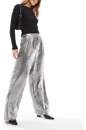 ONLY Loose fit metallic pants in silver
