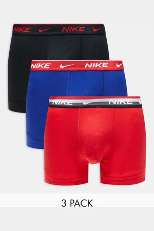 Nike Everyday Cotton Stretch 3-pack trunks in red/blue/black
