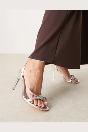 Glamorous Stiletto heeled sandals with embellished bow in