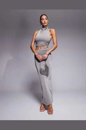 Aria Cove Slinky maxi skirt in charcoal - part of a set