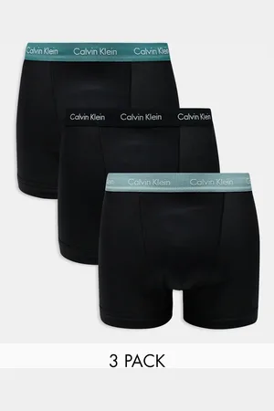 Calvin Klein Cotton Stretch 3 pack trunk with colored waistbands in