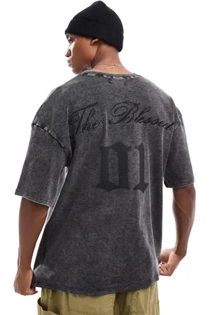Liquor N Poker Textured ribbed varsity T-shirt in