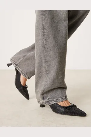 Glamorous Slingback kitten heels with bow in embellished