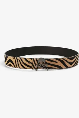 SCALPERS Reversible ninon belt in animal print/black